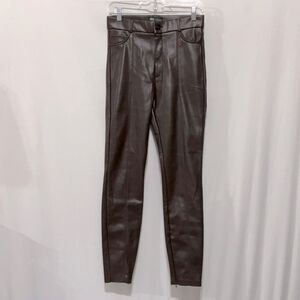 ZARA pants faux leather high rise zip button fly zips at ankle women’s sz M